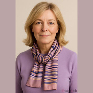 Fleet Street Silk Blend Striped Scarf Pink Purple 7x60 Vintage